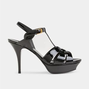 Yves Saint Laurent Tribute Black Patent Leather Sandal Size 8/ Size 38